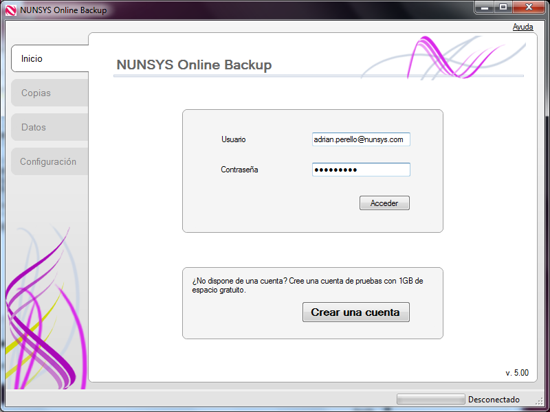 NUNSYS Online Back UP 03 Disfruta de un 1Gb gratuito de nuestra solución Backup Online